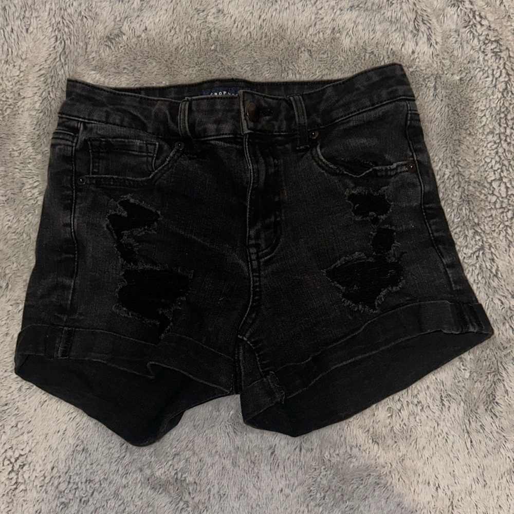 Black Distressed Jean Shorts